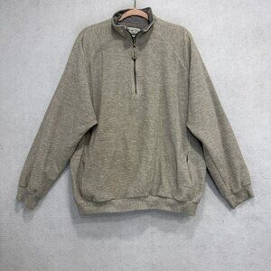 Straight Down Sweatshirt Mens XL Gray Fleece 1/4 Zip Mock Neck Pullover Pockets